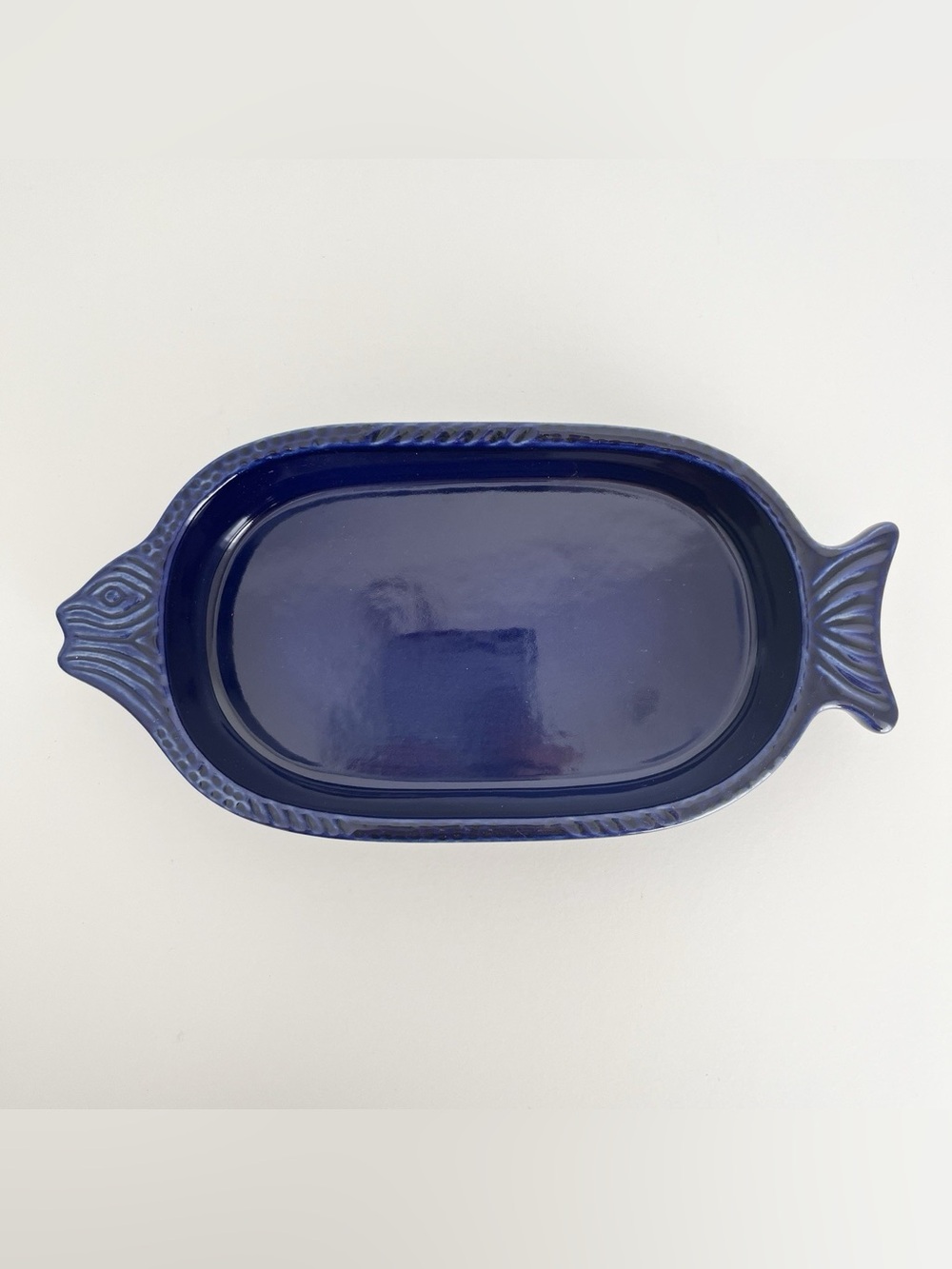 Vintage Ceramic Fish Shaped Dish Blue Made in Germany Bakeware Decor Nautical